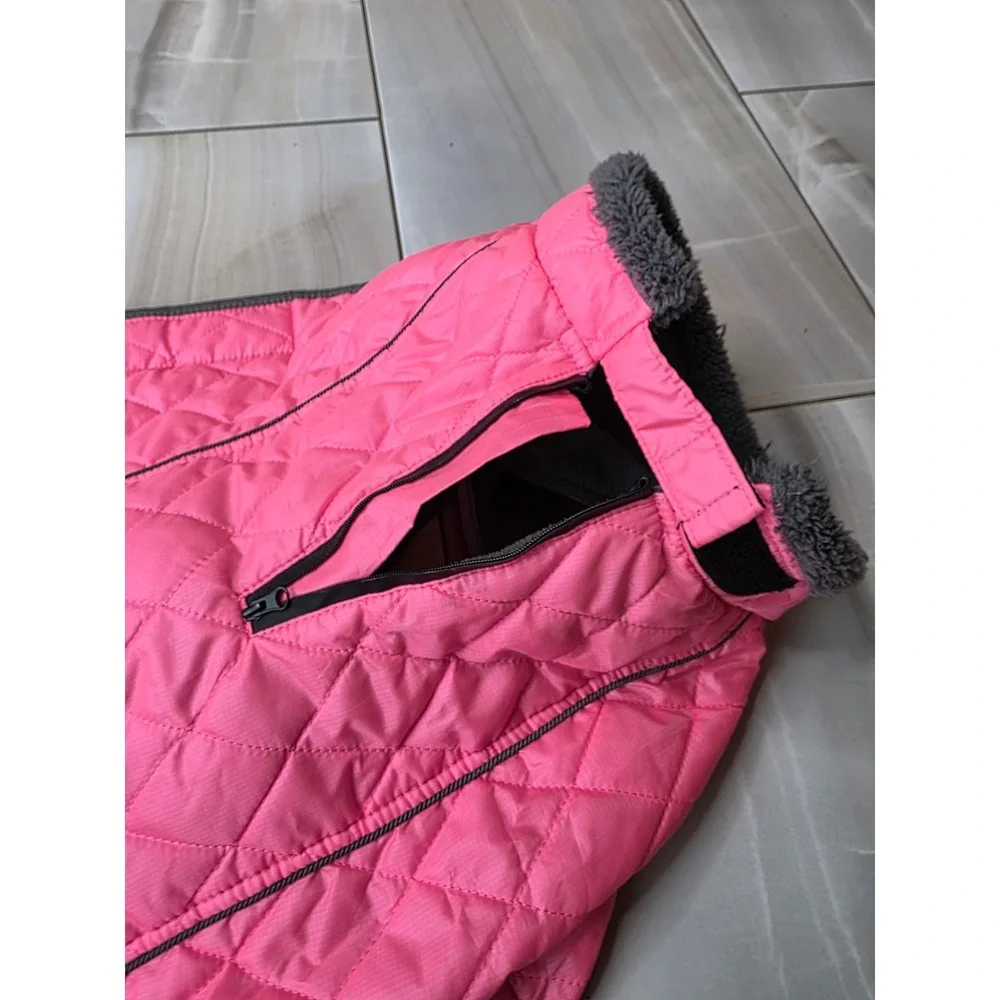 Fragralley Pink Quilted Dog Winter Coat Fleece Lined Reflective Vest XL W1